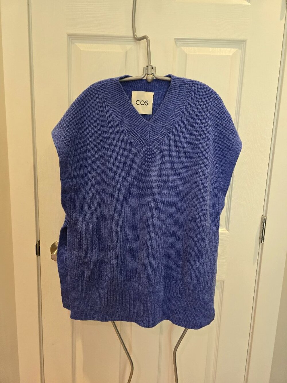 COS Blue Chunky Knit Oversized V-Neck Sweater Vest